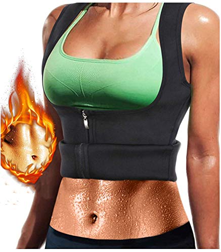 Mujeres Neopreno Sauna Sudor Cintura Trainer Chaleco para Perder Peso Gimnasio Entrenamiento Body Shaper Camiseta sin Mangas con Cremallera