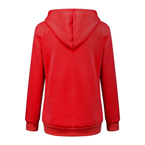 Mujeres Sudadera Portador de Mascotas Sudadera Canguro con Capucha Niña Jersey Bolsillo Funcional de Gato Ropa Tumblr Adolescente Chica Streetwear HULKY(Rojo,M)