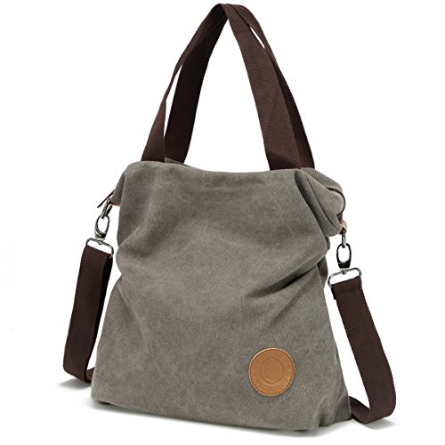 Myhozee Bolsos de Mujer,Bolso Bandolera Mujer Bolso Lona de Hombro Bolso Tote Bolso Shopper Bolso de Mano para Multifuncional - Gris