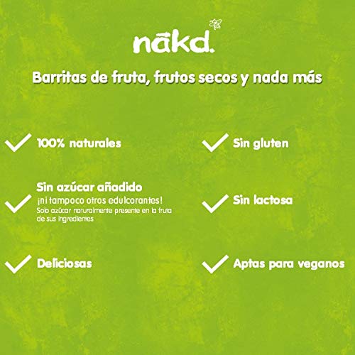 Nakd Peanut Delight - Barritas de Fruta y Frutos Secos Cacahuete - Sin Azúcar Añadido - Sin Gluten - Sin Lactosa - Vegano - Pack 18 Barritas x 35 g