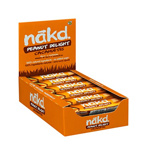 Nakd Peanut Delight - Barritas de Fruta y Frutos Secos Cacahuete - Sin Azúcar Añadido - Sin Gluten - Sin Lactosa - Vegano - Pack 18 Barritas x 35 g