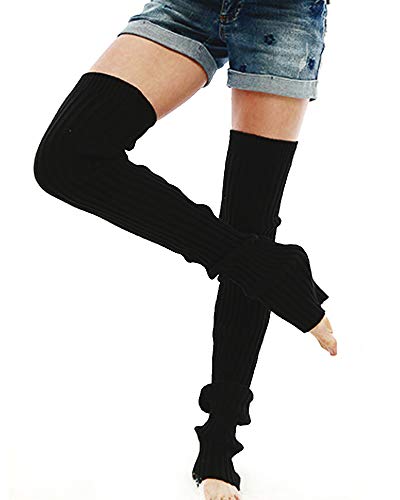 Nanxson Calentadores piernas Mujer Calentar de Invierno Calientapiernas para Formación Danza Yoga TTW0056 (L, Negro)