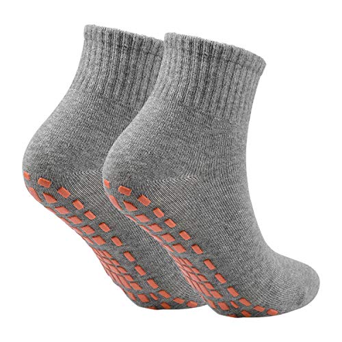 NATUCE Calcetines Deporte 2 Pares Calcetines Antideslizantes para Hombre Mujer Algodón Transpirable Calcetines Deportivos para Pilates Yoga Fitness Gimnasia (Gris/Azules, S/M (EU 36-40))