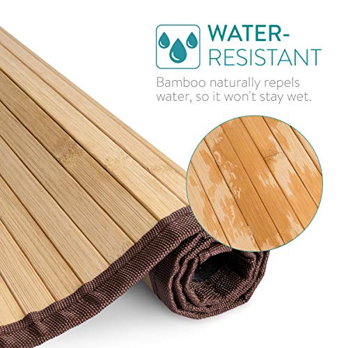 Navaris Alfombra bambú Antideslizante para el baño - Esterilla Rectangular de Madera Multiusos para Ducha Cocina Pasillo recibidor salón - 83x43CM