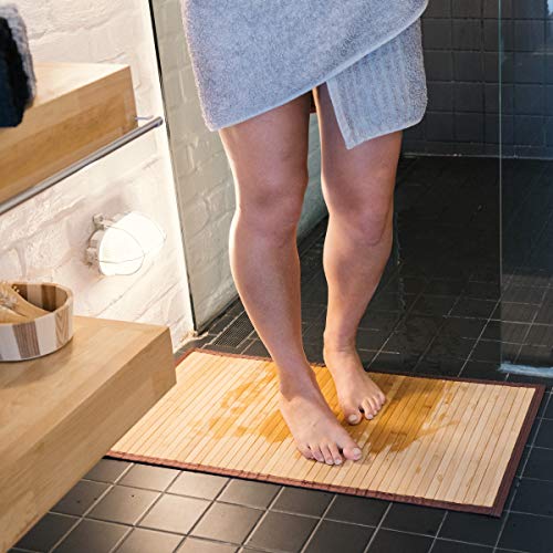 Navaris Alfombra bambú Antideslizante para el baño - Esterilla Rectangular de Madera Multiusos para Ducha Cocina Pasillo recibidor salón - 83x43CM