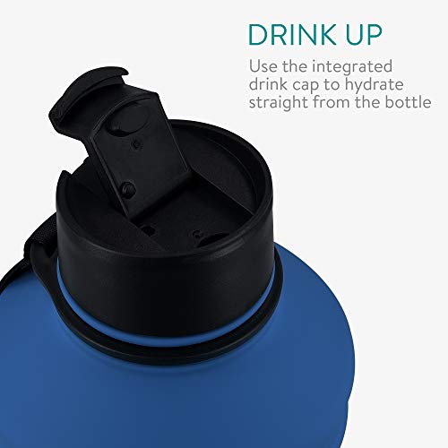 Navaris Botella de Agua de Acero Inoxidable - Cantimplora XXL de Metal de 2.2 L - Garrafa para Bebidas sin BPA para Deporte Camping Gimnasio Oficina