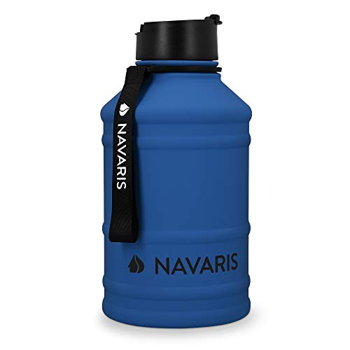 Navaris Botella de Agua de Acero Inoxidable - Cantimplora XXL de Metal de 2.2 L - Garrafa para Bebidas sin BPA para Deporte Camping Gimnasio Oficina