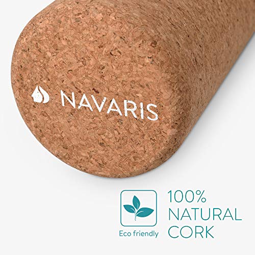 Navaris Rodillo para Pilates y Yoga - Roller de Corcho Natural para Masaje - Rulo ecológico Antideslizante para Auto masajes Espalda Gimnasia Balance