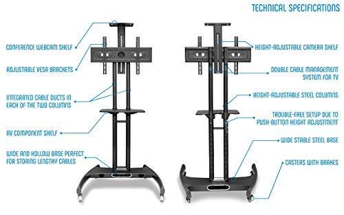 NB AVA1500-60-1P - Soporte móvil de suelo para pantallas LCD, LED , Plasma y curvadas de 32" a 65"  y hasta 45.5 kg