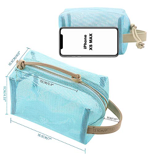 Neceser de Viaje para Damas y Hombres,Neceser Transparente 2 Capas de Materiales Impermeables,Bolsas de aseoIdeal para Viajar, Soportar, Nadar, Acampar,Gimnasio-Azul claro