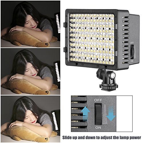 NEEWER CN-160 - Panel de luz LED regulable de 160 piezas para cámara de vídeo y digital SLR  Canon Nikon, Pentax, Panasonic, Sony, Samsung y Olympus