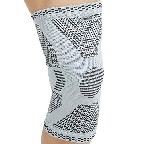 Neotech Care - Rodillera de fibra de bambú (1 Unidad) - Material ligero, elástico, cómodo y transpirable - Para hombre, mujer y adolescentes - Rodilla derecha o izquierda - Gris - M