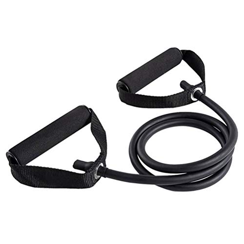 Nerplro - Banda elástica de resistencia con empuñaduras, tubo elástico de resistencia, tensor de musculación, equipamiento de fitness, NERPLROSO03380302_BK5531, negro, 120cm / 47.2inch