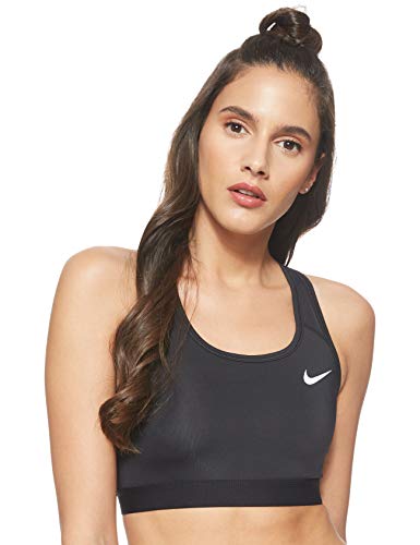 NIKE Med Band Bra Non Pad Sujetador de Deporte, Mujer, Black/Black/(White), M