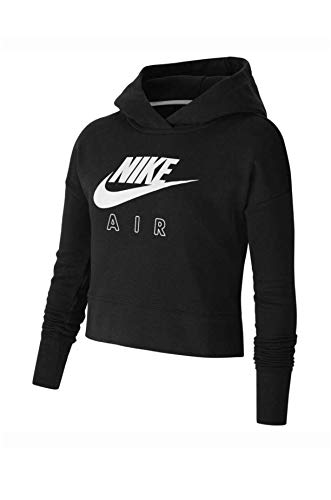 NIKE NSW Air Crop Sudadera, Negro y Blanco, 134 cm Unisex niños