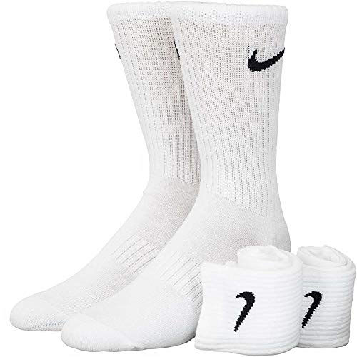 NIKE U NK Everyday Cush Crew 3Pr Socks, Unisex Adulto, White/Black, L