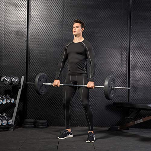 Niksa Mallas Hombre Gym Leggings Deporte Pantalón Largo de Compresión Negro XL