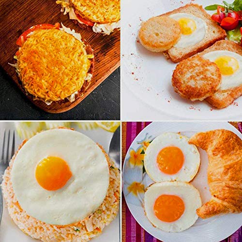 N\O 4 Piezas Huevo Antiadherentes Anillo Molde de Acero Inoxidable para Huevos con Asas Plegables para Hacer Huevo Panqueques Fritos y Escalfados Crumpetas Tortitas con Pinceles y Clip Molde de Huevo