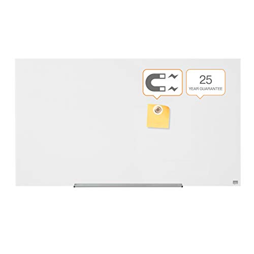 Nobo Pizarra Magnética de Cristal Con Bandeja para Rotuladores Extraíble, 1260 x 710 mm, Sistema de Instalación InvisaMount, Impression Pro, Blanco Brillante, 1905177