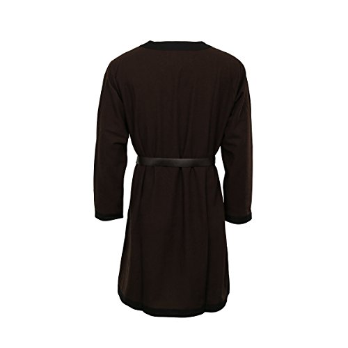 Nofonda Camisa Disfraz Larp Ropa Medieval de Mágico Sacerdote Traje Hechiceros de Adultos Hombre para Fiesta de Halloween Carnaval (L, Marron)