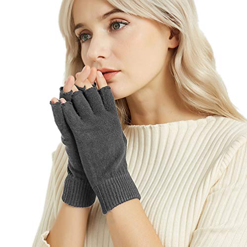 Novawo Los guantes flexibles de mix-lana y cachemira calientes suaves para mujeres y hombres