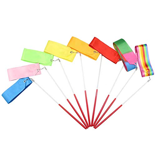 Nsiwem Cintas de Baile 12 Piezas Cinta Gimnasia Ritmica Cinta Ritmica 2M Danza Cinta Niños Streamers con 30cm Varillas para Niños Baile Artístico Gimnasia Actividades