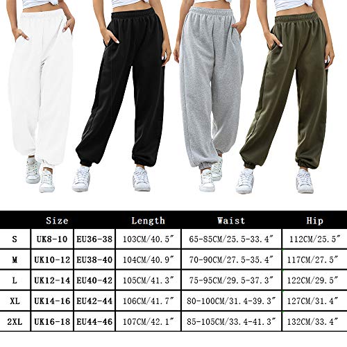 Nuofengkudu Mujer Harem Térmicos Jogging Pantalones Forro Polar con Bolsillos Elastica Cintura Alta Comodo Llanura Largos Pantalón Deportiva Jogger Pants Sweatpants Casual Ropa de Casa(Lana-Blanco,L)