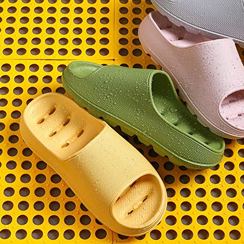 Nwarmsouth Zapatillas de Gimnasio de Suela Blanda, Sandalias Acolchadas súper Suaves, Zapatillas de Masaje para baño-Yellow_38-39, Zapatos de Playa y Piscina para Ducha