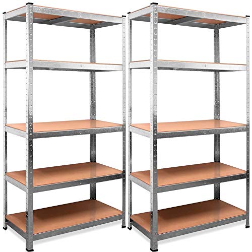 Nyana Home | Set de 2 Estanterías Metálicas Galvanizadas | 875Kg 5 Baldas | Medidas 180 x 90 x 40cm