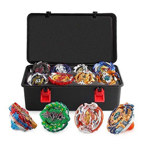 OBEST Conjunto de Peonzas Juguetes con Estuche Portátil, 12 Nuevo Nado Spinner Tops con 2 Turbo Burst Lanzador, Gyro Spinning Pocket-Box