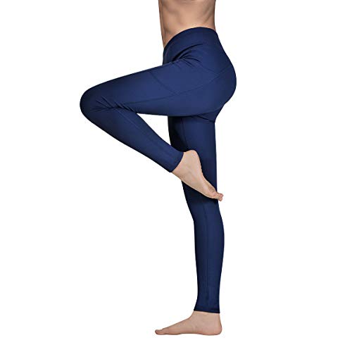 Occffy Cintura Alta Pantalón Deportivo de Mujer Leggings para Running Training Fitness Estiramiento Yoga y Pilates DS166 (Azul profundo, XS)