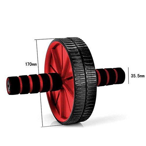 Ociodual Rueda Abdominal AB Wheel Abdominales Roller Gimnasio en Casa con Alfombra Rojo