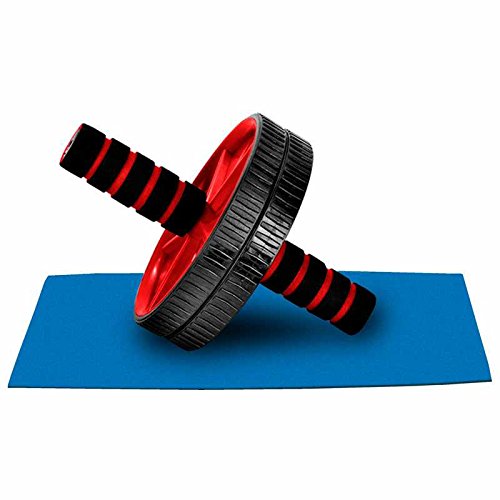 Ociodual Rueda Abdominal AB Wheel Abdominales Roller Gimnasio en Casa con Alfombra Rojo