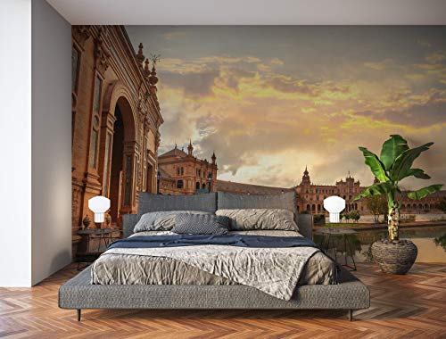 Oedim Fotomural Vinilo para Pared Plaza de España, Sevilla | Mural | Fotomural Vinilo Decorativo |150 x 100 cm | Decoración comedores, Salones, Habitaciones