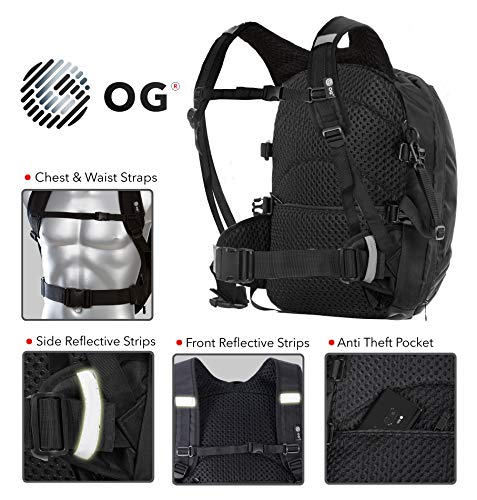 OG Online&Go EZ-Rider Mochila Moto Negra 25L, Bolsa Porta-Cascos, Correa Casco Moto, Antirrobo, Impermeable, Portátil, Reflectante