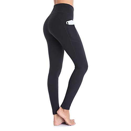 Ollrynns Leggins Deportivos Mujer Cintura Alta Pantalones Deportivos Mallas Leggings con Bolsillos para Running Training Fitness CA166 (Negro, X-Large)