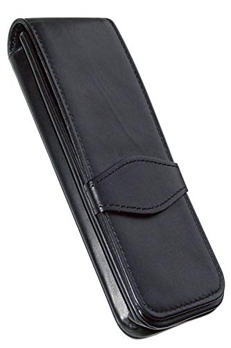 Online - Funda de piel para 3 bolígrafos, color negro