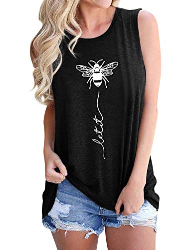 Onsoyours Mujer Verano Patrón de impresión de Diente de león Camiseta de Manga Corta de Talla Adolescentes Blusa Camisa Cuello Redondo Basica Camiseta Suelto Verano Tops T-Shirt F Negro XXL