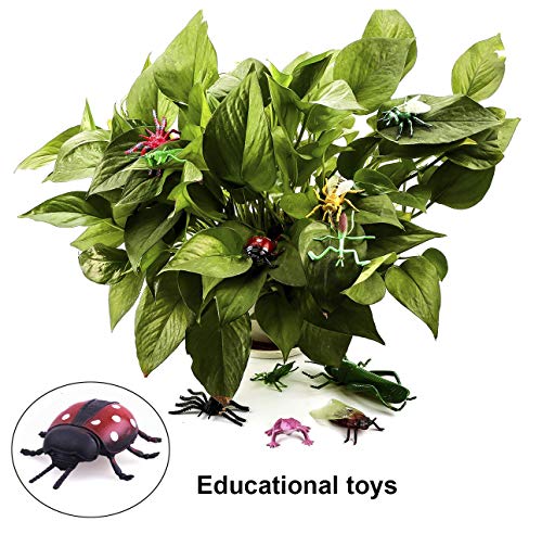 OOTSR Paquete de 15 Figuras de Insectos de plástico Grandes para niños - Los Insectos de Insectos Variados Incluyen Gusanos de araña Falsos para educación Regalo de cumpleaños con Bolsa de algodón