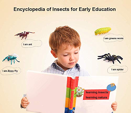 OOTSR Paquete de 15 Figuras de Insectos de plástico Grandes para niños - Los Insectos de Insectos Variados Incluyen Gusanos de araña Falsos para educación Regalo de cumpleaños con Bolsa de algodón