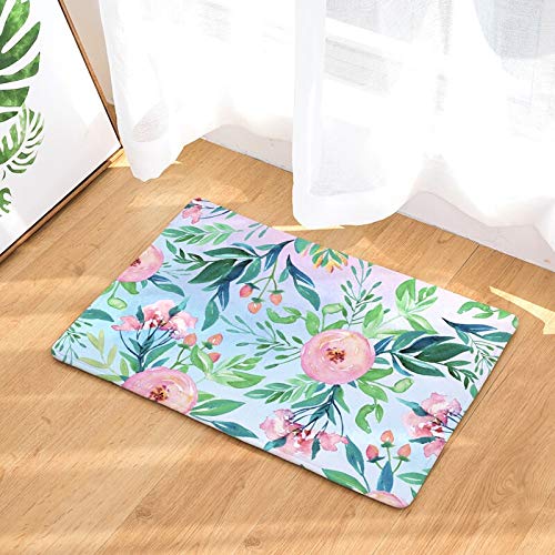 OPLJ Estampado de Flores Tropicales Sala de Estar Felpudo Hoja de Palma Cocina Alfombra Absorbente Decoración del hogar Baño Alfombras rectangulares A9 40x60cm