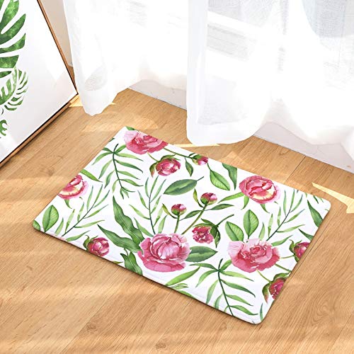 OPLJ Estampado de Flores Tropicales Sala de Estar Felpudo Hoja de Palma Cocina Alfombra Absorbente Decoración del hogar Baño Alfombras rectangulares A9 40x60cm