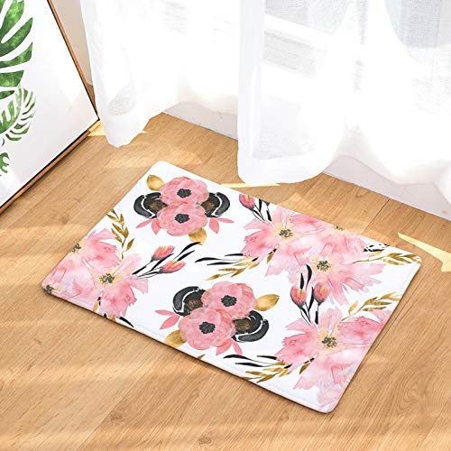 OPLJ Estampado de Flores Tropicales Sala de Estar Felpudo Hoja de Palma Cocina Alfombra Absorbente Decoración del hogar Baño Alfombras rectangulares A9 40x60cm