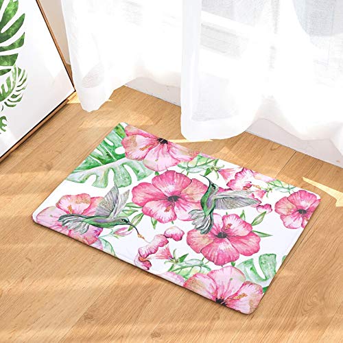 OPLJ Estampado de Flores Tropicales Sala de Estar Felpudo Hoja de Palma Cocina Alfombra Absorbente Decoración del hogar Baño Alfombras rectangulares A9 40x60cm