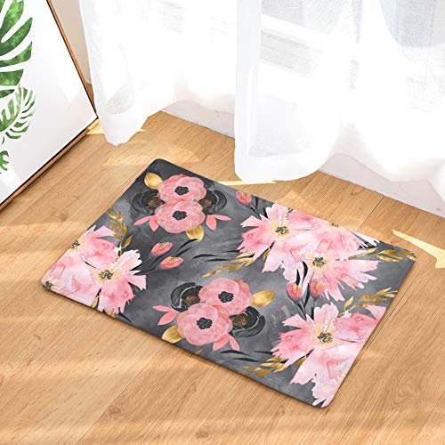 OPLJ Estampado de Flores Tropicales Sala de Estar Felpudo Hoja de Palma Cocina Alfombra Absorbente Decoración del hogar Baño Alfombras rectangulares A9 40x60cm