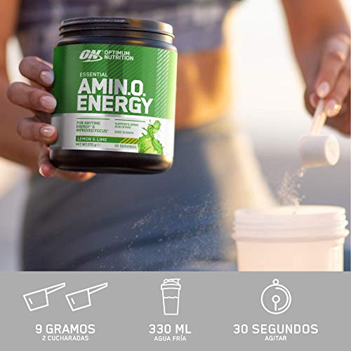 Optimum Nutrition ON Amino Energy Pre Workout en Polvo, Bebida Energética con Beta Alanina, Vitamina C, Cafeína, Aminoacidos Incluyendo BCAA, Fruit Fusion, 30 Porciones, 270 g, Embalaje Puede Variar