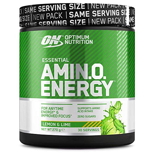 Optimum Nutrition ON Amino Energy Pre Workout en Polvo, Bebida Energética con Beta Alanina, Vitamina C, Cafeína, Aminoacidos Incluyendo BCAA, Lima Limón, 30 Porciones, 270g, Embalaje Puede Variar