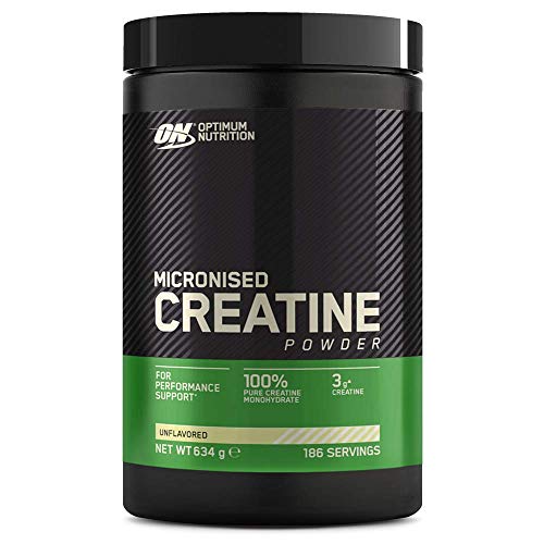 Optimum Nutrition ON Creatina Monohidrato Micronizada, Creatina en Polvo, Suplementos Deportivos para Rendimiento, Sin Sabor, 186 Porciones, 634 g, Embalaje Puede Variar