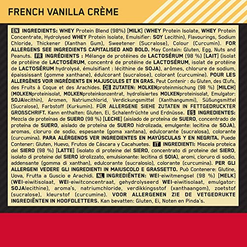 Optimum Nutrition ON Gold Standard 100% Whey Proteína en Polvo Suplementos Deportivos, Glutamina y Aminoacidos, BCAA, Crema de Vainilla Francesa, 76 Porciones, 2.28kg, Embalaje Puede Variar