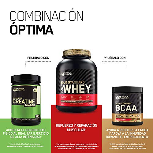 Optimum Nutrition ON Gold Standard 100% Whey Proteína en Polvo Suplementos Deportivos, Glutamina y Aminoacidos, BCAA, Fresa Deliciosa, 76 Porciones, 2.28 kg, Embalaje Puede Variar